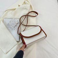 Women's Small Pu Leather Color Block Elegant Square Magnetic Buckle Shoulder Bag Crossbody Bag Square Bag sku image 1