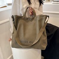 Women's Basic Letter Solid Color Canvas Shopping Bags main image 4