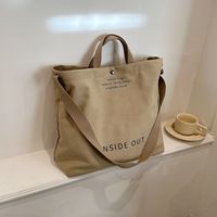Women's Basic Letter Solid Color Canvas Shopping Bags sku image 1