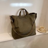 Women's Basic Letter Solid Color Canvas Shopping Bags sku image 4