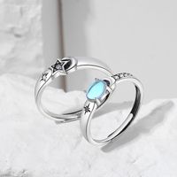Classic Style Star Sterling Silver Plating Inlay Moonstone Open Rings main image 4