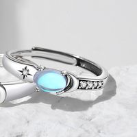 Classic Style Star Sterling Silver Plating Inlay Moonstone Open Rings sku image 1