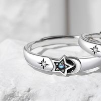 Classic Style Star Sterling Silver Plating Inlay Moonstone Open Rings sku image 2