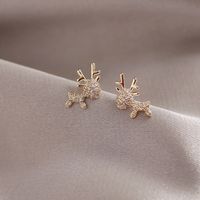 1 Pair Cute Elk Inlay Alloy Artificial Gemstones Ear Studs main image 1