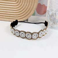 Retro Oval Glass Beads Inlay Rhinestones Hair Band sku image 5