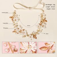 Japanese Style Plaid Flower Imitation Pearl Copper Ribbon Inlay Rhinestones Hair Band sku image 1