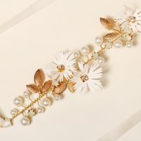 Style Japonais Plaid Fleur Perle D'imitation Le Cuivre Ruban Incruster Strass Bande De Cheveux main image 2