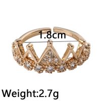 Casual Lady Crown Copper Inlay Zircon Open Rings main image 3