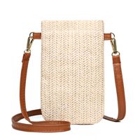 Women's Small Straw Solid Color Basic Square Magnetic Buckle Shoulder Bag Crossbody Bag Straw Bag sku image 1