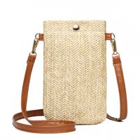 Women's Small Straw Solid Color Basic Square Magnetic Buckle Shoulder Bag Crossbody Bag Straw Bag main image 3