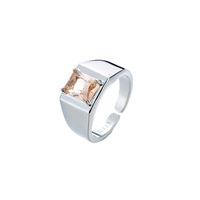 Modern Style Square Copper Inlay Zircon Open Rings main image 4