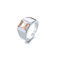 Modern Style Square Copper Inlay Zircon Open Rings sku image 2