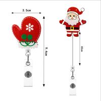 Christmas Acrylic Gold Leaf Glitter Snowman Gingerbread Man Gloves Bell Telescopic Rotating Pull Peels Voucher Buckle main image 5
