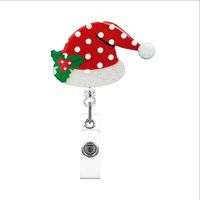 Christmas Acrylic Gold Leaf Glitter Snowman Gingerbread Man Gloves Bell Telescopic Rotating Pull Peels Voucher Buckle sku image 1