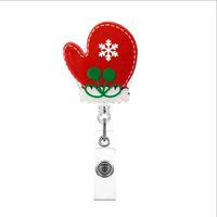 Christmas Acrylic Gold Leaf Glitter Snowman Gingerbread Man Gloves Bell Telescopic Rotating Pull Peels Voucher Buckle sku image 3