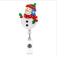 Christmas Acrylic Gold Leaf Glitter Snowman Gingerbread Man Gloves Bell Telescopic Rotating Pull Peels Voucher Buckle sku image 6