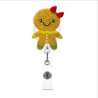 Christmas Acrylic Gold Leaf Glitter Snowman Gingerbread Man Gloves Bell Telescopic Rotating Pull Peels Voucher Buckle sku image 2