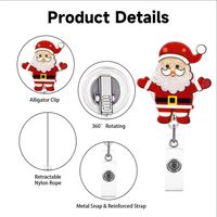 Christmas Acrylic Gold Leaf Glitter Snowman Gingerbread Man Gloves Bell Telescopic Rotating Pull Peels Voucher Buckle main image 4
