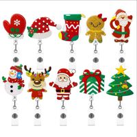 Christmas Acrylic Gold Leaf Glitter Snowman Gingerbread Man Gloves Bell Telescopic Rotating Pull Peels Voucher Buckle main image 1