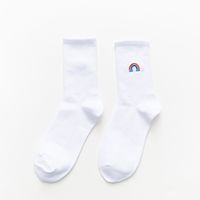Unisex Casual Clouds Rainbow Solid Color Cotton Embroidery Crew Socks A Pair sku image 2