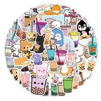50 Sheets/100 Sheets New Bubble Tea Graffiti Stickers Waterproof Luggage Notebook Scooter Water Cup Stickers main image 5