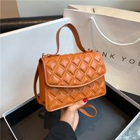 Women's Small Pu Leather Solid Color Elegant Classic Style Square Flip Cover Shoulder Bag Handbag Crossbody Bag sku image 3