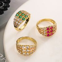 Simple Style Commute Geometric Copper Plating Inlay Zircon 18k Gold Plated Rings main image 1