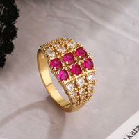 Simple Style Commute Geometric Copper Plating Inlay Zircon 18k Gold Plated Rings sku image 2