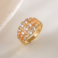 Simple Style Commute Geometric Copper Plating Inlay Zircon 18k Gold Plated Rings sku image 3