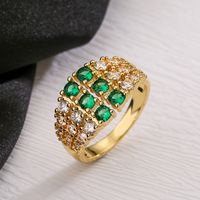 Simple Style Commute Geometric Copper Plating Inlay Zircon 18k Gold Plated Rings sku image 1