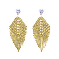 1 Pair Elegant Tassel Inlay Alloy Rhinestones Drop Earrings main image 7