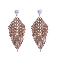 1 Pair Elegant Tassel Inlay Alloy Rhinestones Drop Earrings main image 4