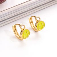 1 Pair Ig Style Simple Style Round Smiley Face Enamel Plating Inlay Copper Zircon 18k Gold Plated Earrings main image 8