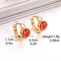 1 Pair Ig Style Simple Style Round Smiley Face Enamel Plating Inlay Copper Zircon 18k Gold Plated Earrings sku image 1