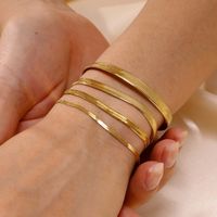 IG Style Classic Style Solid Color 304 Stainless Steel 18K Gold Plated Bracelets In Bulk main image 5