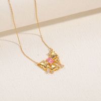 Casual Lady Butterfly Bow Knot Stainless Steel Copper 14k Gold Plated Shell Zircon Pendant Necklace In Bulk main image 3