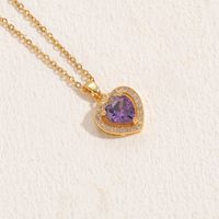Elegant Princess Heart Shape Butterfly Brass 14k Gold Plated Zircon Pendant Necklace In Bulk sku image 2