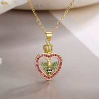 Simple Style Commute Bee Copper 18k Gold Plated Zircon Pendant Necklace In Bulk sku image 2