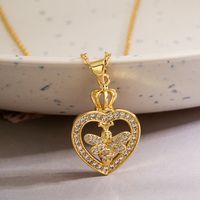 Simple Style Commute Bee Copper 18k Gold Plated Zircon Pendant Necklace In Bulk sku image 1