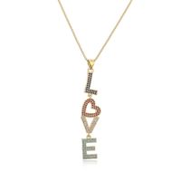 Simple Style Commute Love Copper 18k Gold Plated Zircon Pendant Necklace In Bulk sku image 1