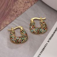 1 Pair Simple Style Commute Geometric Plating Inlay Copper Zircon 18k Gold Plated Earrings main image 2