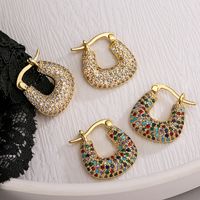 1 Pair Simple Style Commute Geometric Plating Inlay Copper Zircon 18k Gold Plated Earrings main image 1