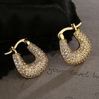 1 Pair Simple Style Commute Geometric Plating Inlay Copper Zircon 18k Gold Plated Earrings main image 4