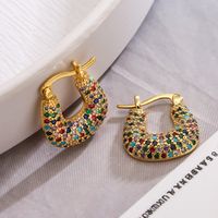 1 Pair Simple Style Commute Geometric Plating Inlay Copper Zircon 18k Gold Plated Earrings main image 3