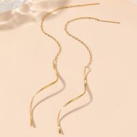 1 Pair Casual Elegant Simple Style Solid Color Plating Titanium Steel 18k Gold Plated Ear Line main image 3
