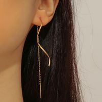 1 Pair Casual Elegant Simple Style Solid Color Plating Titanium Steel 18k Gold Plated Ear Line main image 1