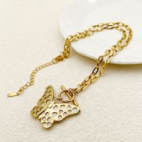 304 Stainless Steel 14K Gold Plated Classical Vintage Style Sweet Enamel Plating Butterfly Shell Pendant Necklace main image 3