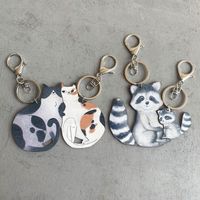 Cartoon Style Animal Wood Printing Bag Pendant Keychain main image 1