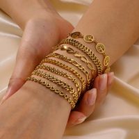 Retro Streetwear Tree 201 Stainless Steel 18K Gold Plated Bracelets In Bulk main image 5