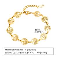 Retro Streetwear Tree 201 Stainless Steel 18K Gold Plated Bracelets In Bulk sku image 7